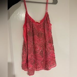 Chelsea Flower Pink Beaded Tank Top, Small